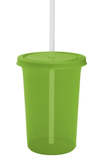 Vaso plastico con popote Olas 470 ml Promocional