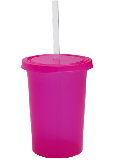 Vaso plastico con popote Olas 470 ml Promocional